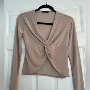 Taupe nude tan classic blouse
